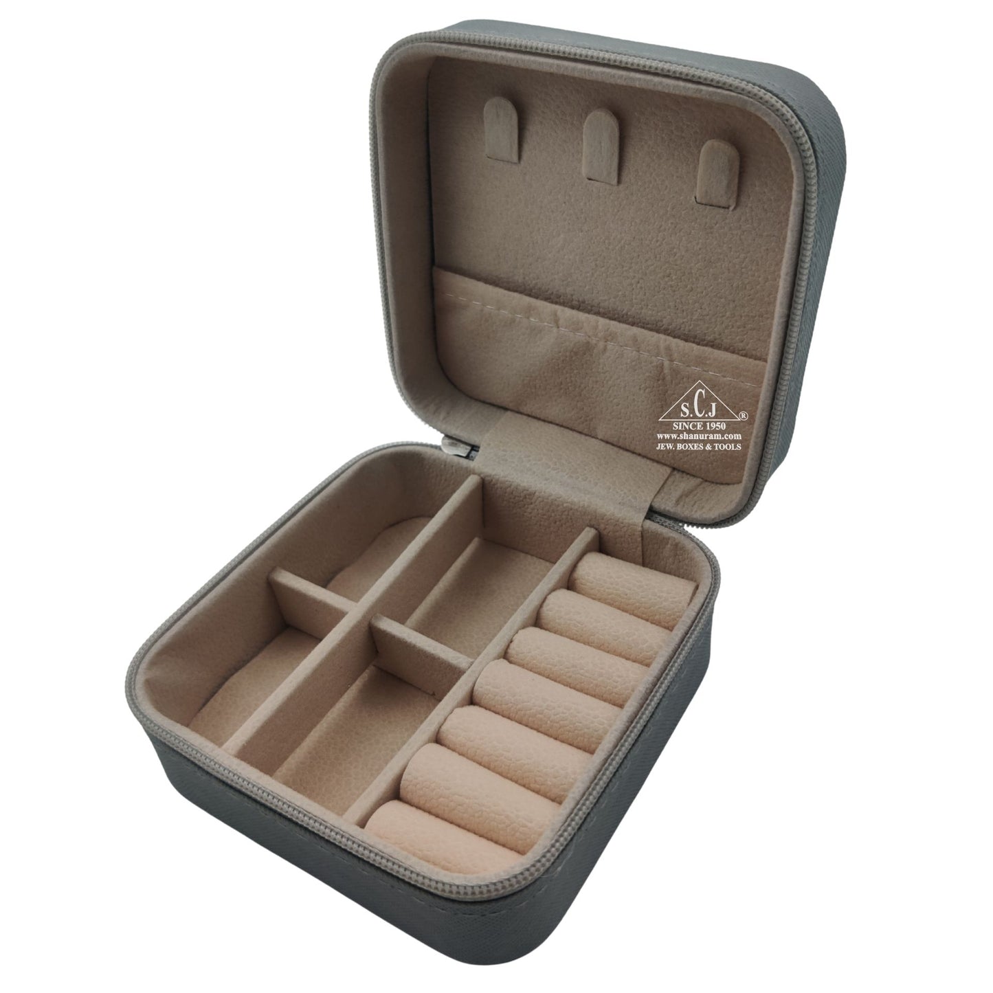 Grey Premium Multi-Function Jewellery Organizer Case for Earrings, Chains &amp; Rings