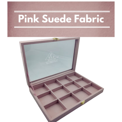 Pink Suede Fabric 12- Grid Universal Stock Display Box