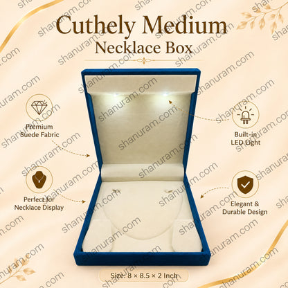 Blue Cuthley Medium Necklace Box with LED Light | Premium Blue Jewelry Gift Box Pack of 2