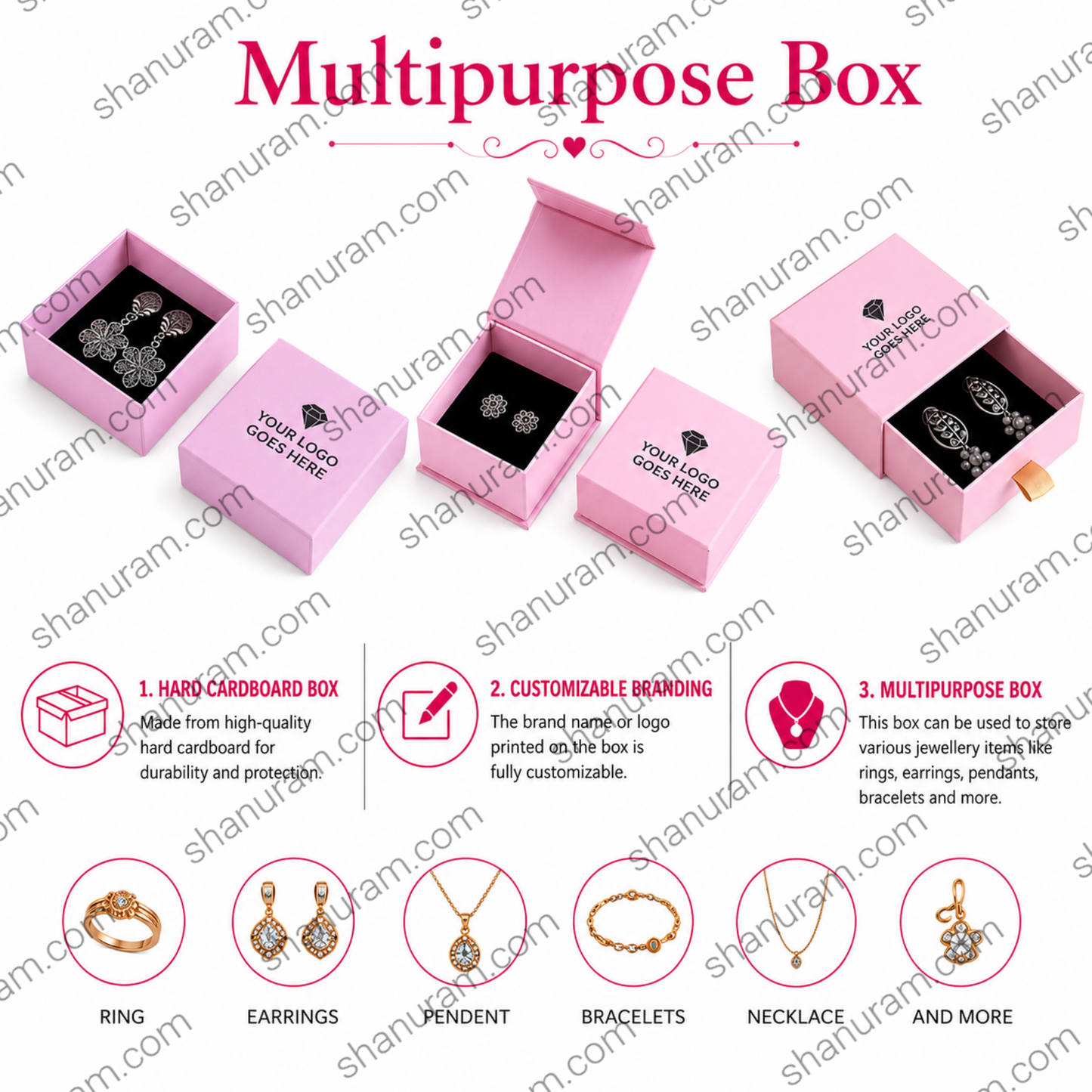 Multipurpose Jewellery Box Collection | Top Bottom, Magnetic Flap & Slider Gift Packaging Box | Custom Logo Printing Available