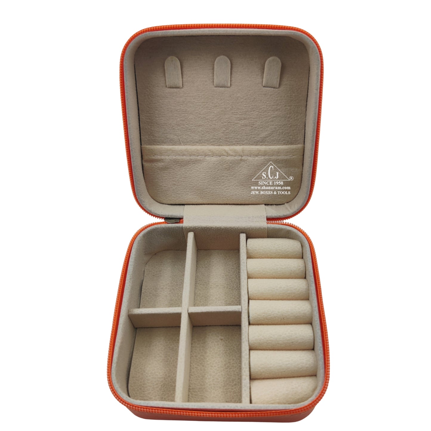 Orange Premium Multi-Function Jewellery Organizer Case for Earrings, Chains & Rings
