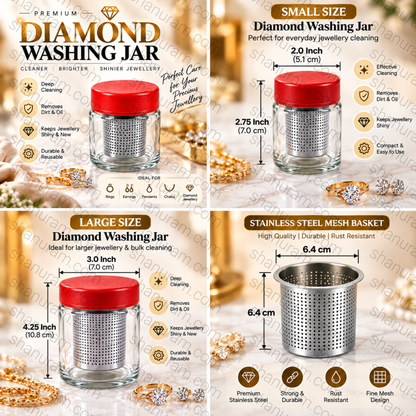 Diamond Washing Jar with Stainless Steel Mesh Basket | Jewellery Cleaning & Polishing Jar