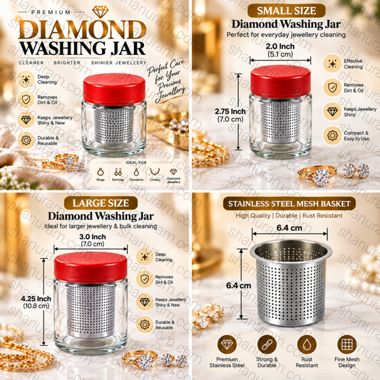 Diamond Washing Jar with Stainless Steel Mesh Basket | Jewellery Cleaning & Polishing Jar