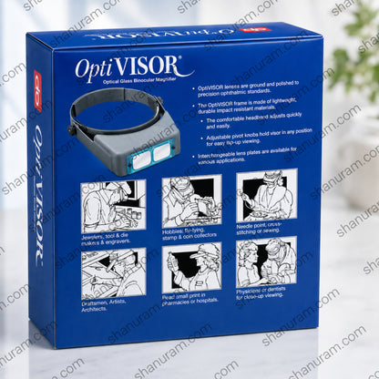 OptiVISOR Optical Glass Binocular Magnifier Headband | Professional Precision Magnifying Visor for Jewelry, Watch Repair, Engraving & Crafts