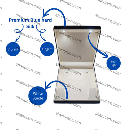 Premium Blue Silk Series Medium Necklace Set LED Light Box