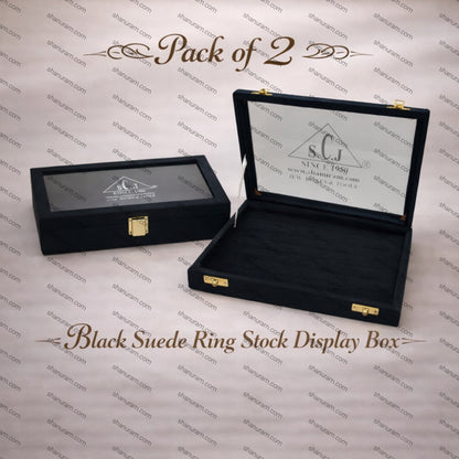 Pack of 2 - Premium Black Suede Ring Display Boxes | Luxury Jewelry Storage & Showcase Set by SCJ