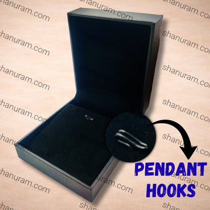 Premium Black Finish Pendant Box with Velvet Interior & Pendant Hooks