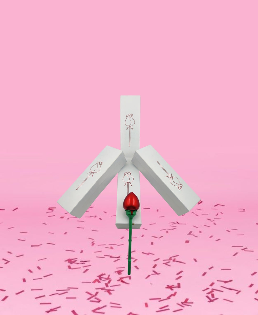 SCJ Red Rose Flower Ring Box, Wedding Ring Box, Engagement Ring Box, Flower Ring Box For Proposal Ceremony, Wedding or Special Occasions (Red)