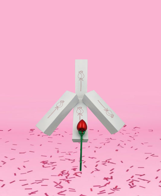 SCJ Red Rose Flower Ring Box, Wedding Ring Box, Engagement Ring Box, Flower Ring Box For Proposal Ceremony, Wedding or Special Occasions (Red)