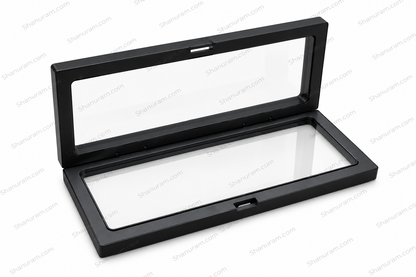 SCJ 3D Floating Display Frame 7 x 23 x 2 cm for Jewellery, Coins & Collectibles – Black & White | Pack of 100
