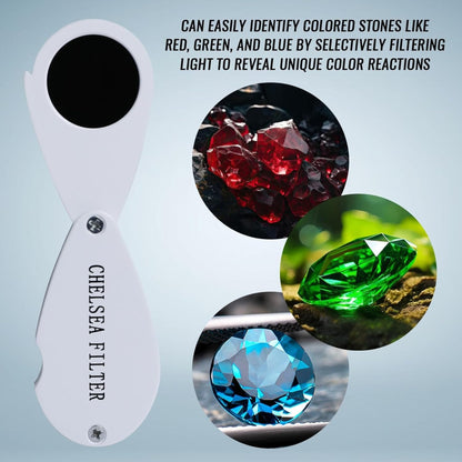 SCJ Chelsea Gemstone Identification Filter – Quickly Detect Real Emeralds, Rubies, Sapphires & Aquamarine – Portable, Durable, Ideal for Jewelers & Gemologists