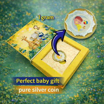 Pure Silver Gift Coin (1 gram) in Hard Cardboard Box | Kids Theme Baby Gift