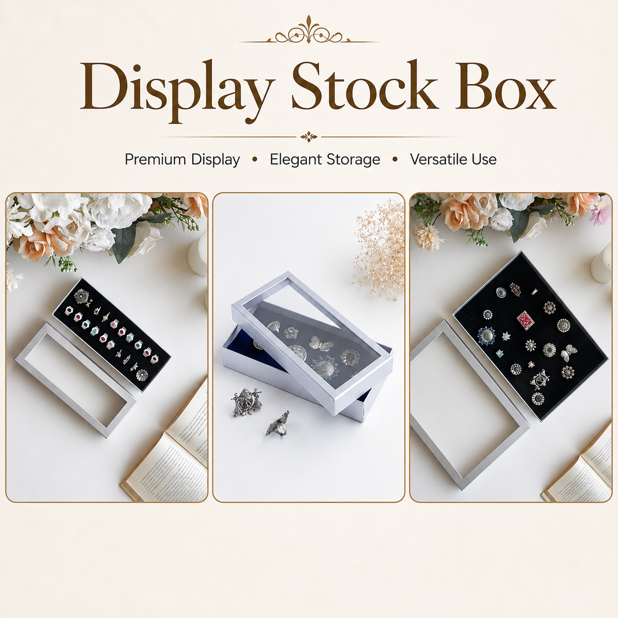 Premium Display Stock Box for Jewellery Display | Hard Cardboard Multipurpose Display Box | Custom Branding Available