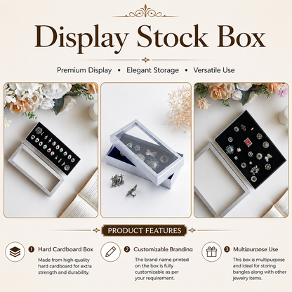 Premium Display Stock Box for Jewellery Display | Hard Cardboard Multipurpose Display Box | Custom Branding Available