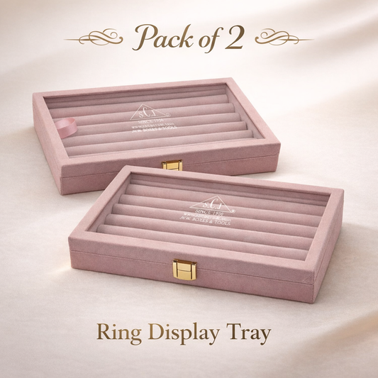 Pink Suede Fabric Ring Stock Display Box (Pack of 2)