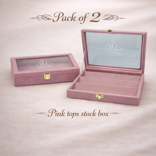 Pack of 2 Pink Tops / Ear-rings Jewellery Stock Display Boxes