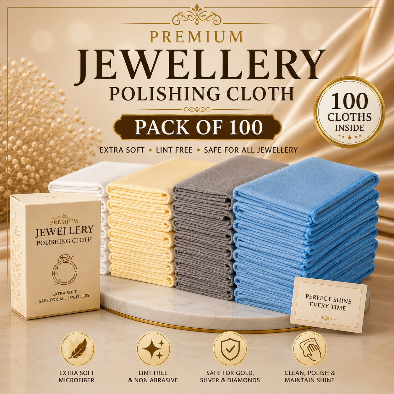 Premium Microfiber Cleaning Cloth 25 x 25 cm | Lint-Free Reusable Cleaning & Polishing Cloth