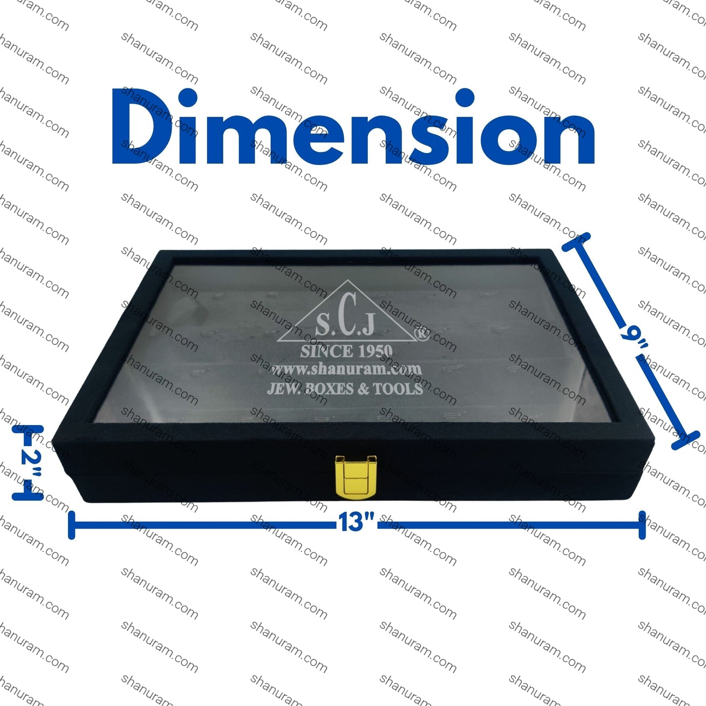 Black Suede Pendant Stock Box with 4 Shelves & 6 Hooks Each – Pack of 2 | Glass Top Jewellery Display Box by SCJ