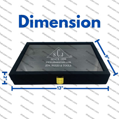 Black Suede Pendant Stock Box with 4 Shelves & 6 Hooks Each – Pack of 2 | Glass Top Jewellery Display Box by SCJ