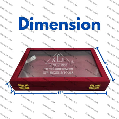 Pack of 2 Red Suede Ring Stock Display Box | Luxury Jewellery Display Case with Glass Lid