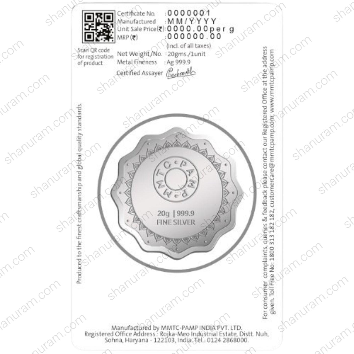 MMTC-PAMP 20 Gram 999.9+ Pure Silver Coin – The Purest Bond