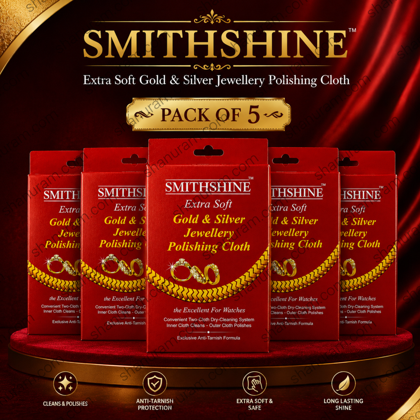 SMITHSHINE Extra Soft Gold & Silver Jewellery Polishing Cloth (10 x 13 Inch) | Premium Anti-Tarnish Cleaning Cloth for Gold, Silver & Watches