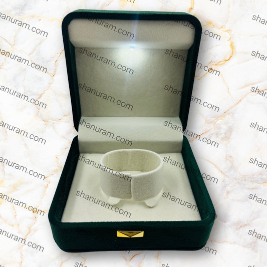 Premium Green Velvet LED Single Bangle Box with White Suede Interior