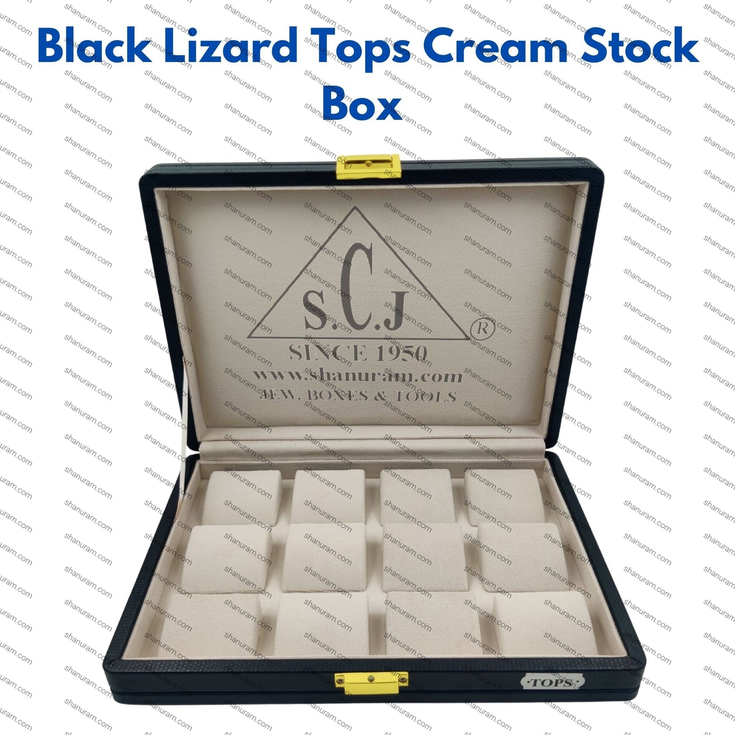 Pack of 2 Black Lizard Tops Cream Stock Box | Tops & Earrings Jewelry Storage Box | 11 x 8 x 2 Inch Premium Jewelry Box