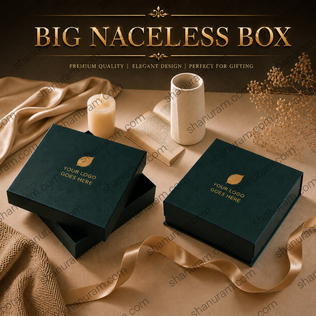 Premium Big Necklace Gift Box | Hard Cardboard Jewelry Packaging Box | Custom Logo Print | 8 x 7 x 1.5 Inch