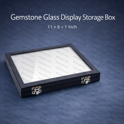 Gemstone Glass Display Storage Box 11×8 Inch – Rexine Glass Lid Gemological Case