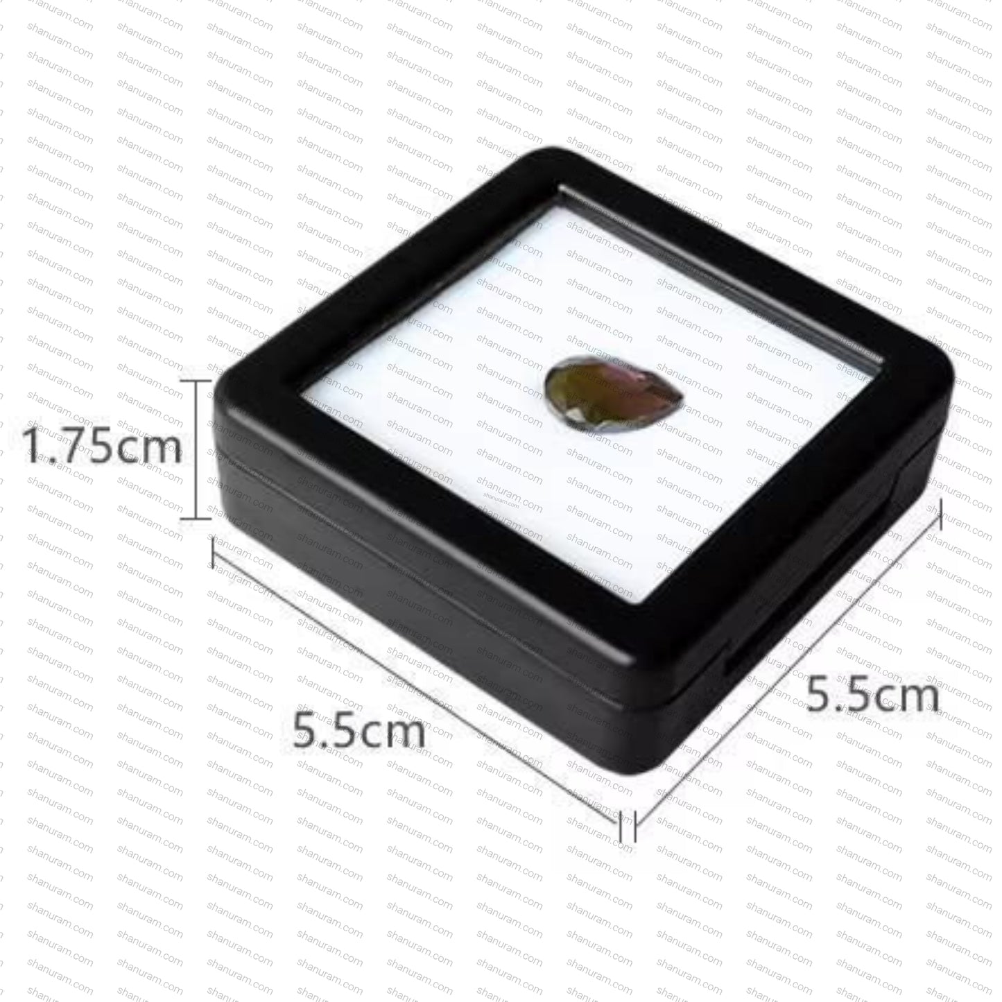 Black Floating Gem Display Box – Glass Lid Jewellery Case (5.5 cm)