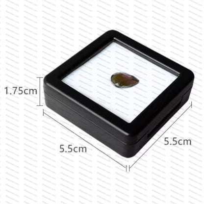 Black Floating Gem Display Box – Glass Lid Jewellery Case (5.5 cm)