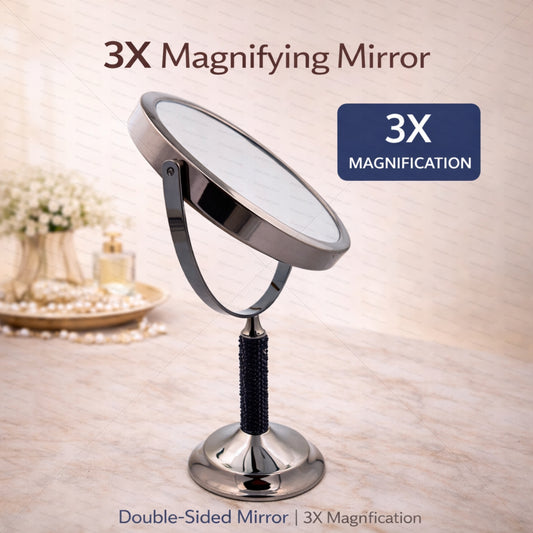 Coesmatic Black Crystal Oval 3X Magnifying Mirror