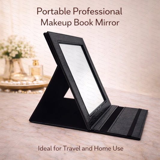 Portable Proffessional Make up Book Mirror With Sturdy Balck Rexine Frame
