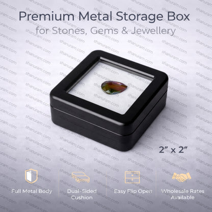 Black Floating Gem Display Box – Glass Lid Jewellery Case (5.5 cm)