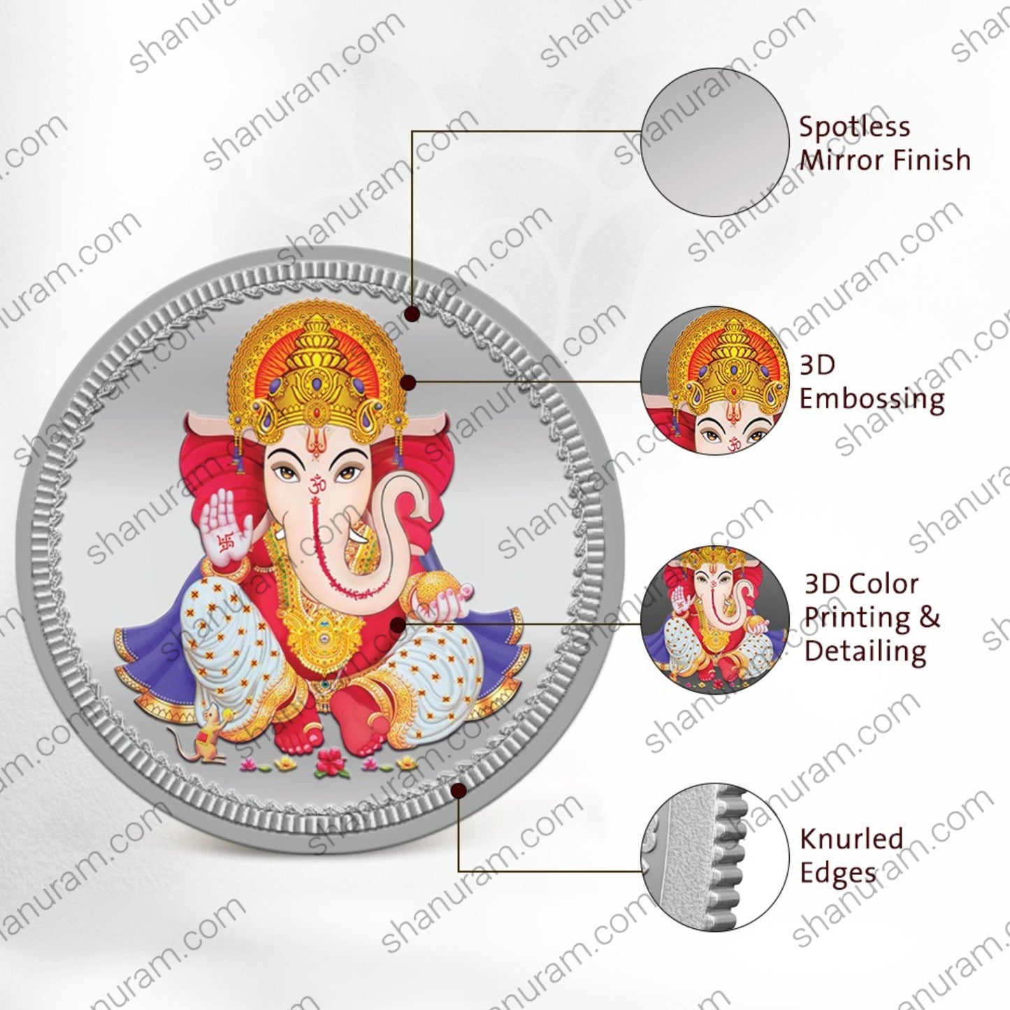 MMTC-PAMP 50 Gram 999.9+ Pure Silver Ganesha Coin