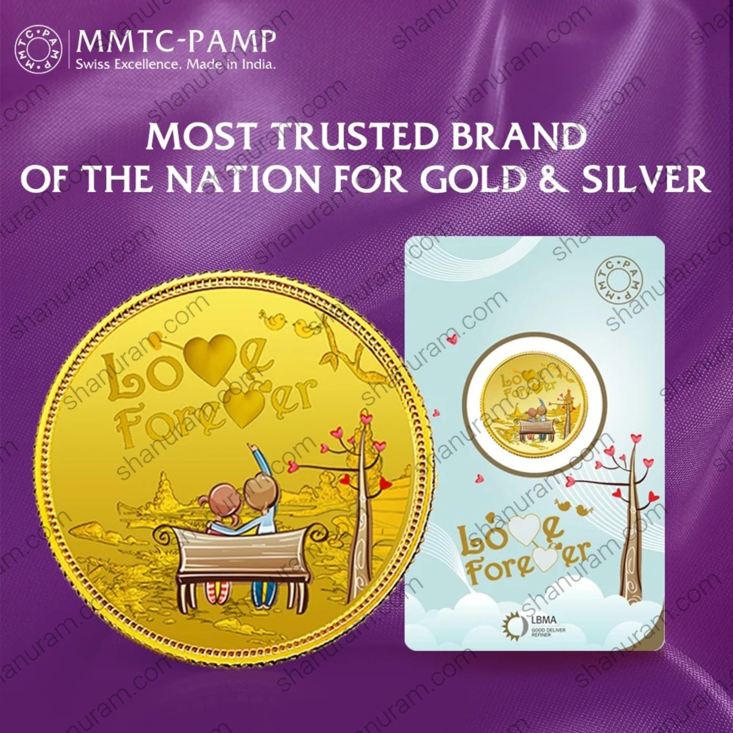 MMTC-PAMP 5g 24K 999.9+ Pure Gold Coin – Love Forever Design