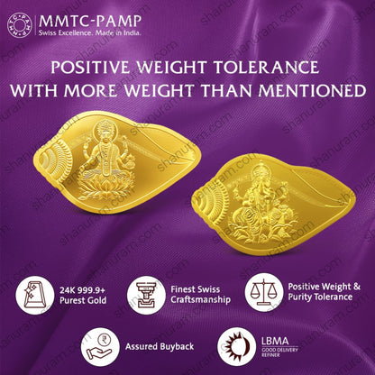 MMTC-PAMP 10g (5g+5g) 24K 999.9+ Pure Gold Coin Pair – Lakshmi & Ganesha Shankh Design