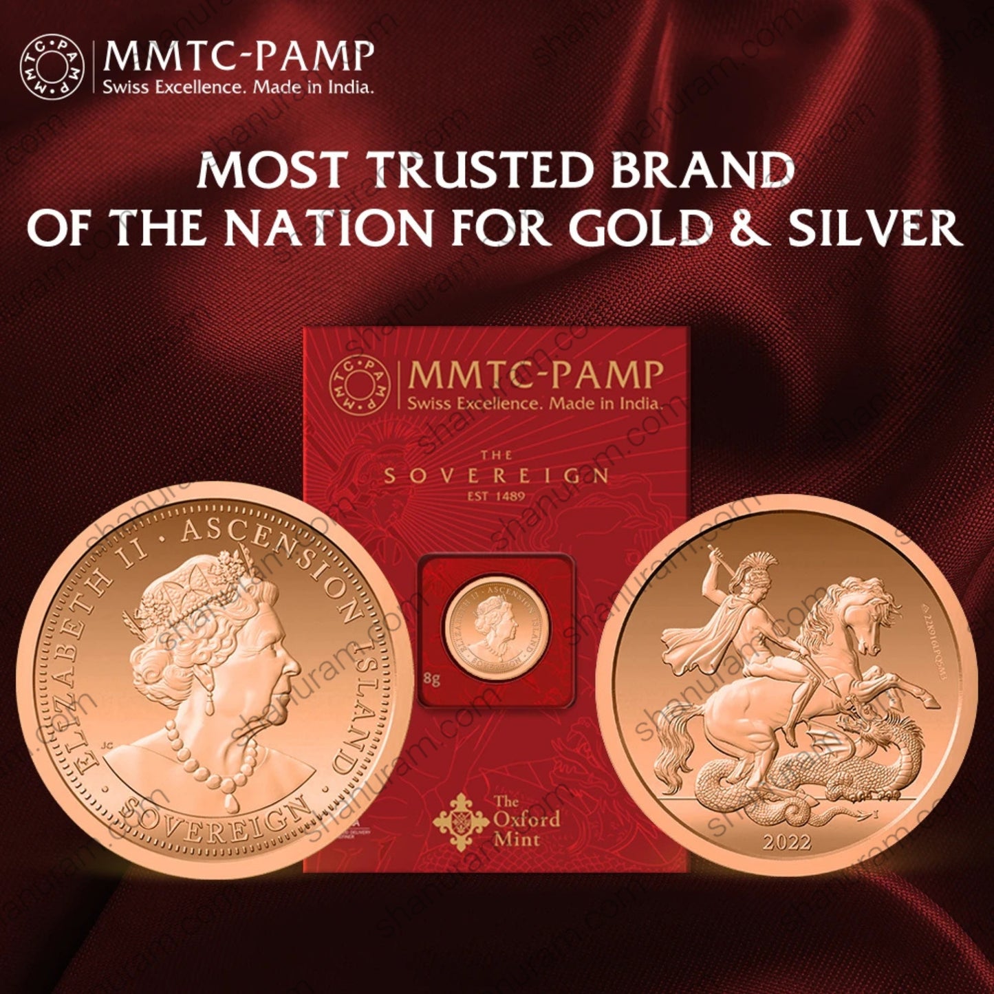 MMTC-PAMP The Sovereign 8g 22K 916.7+ Gold Coin – Queen Elizabeth II & St. George Design