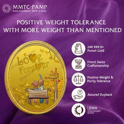 MMTC-PAMP 5g 24K 999.9+ Pure Gold Coin – Love Forever Design