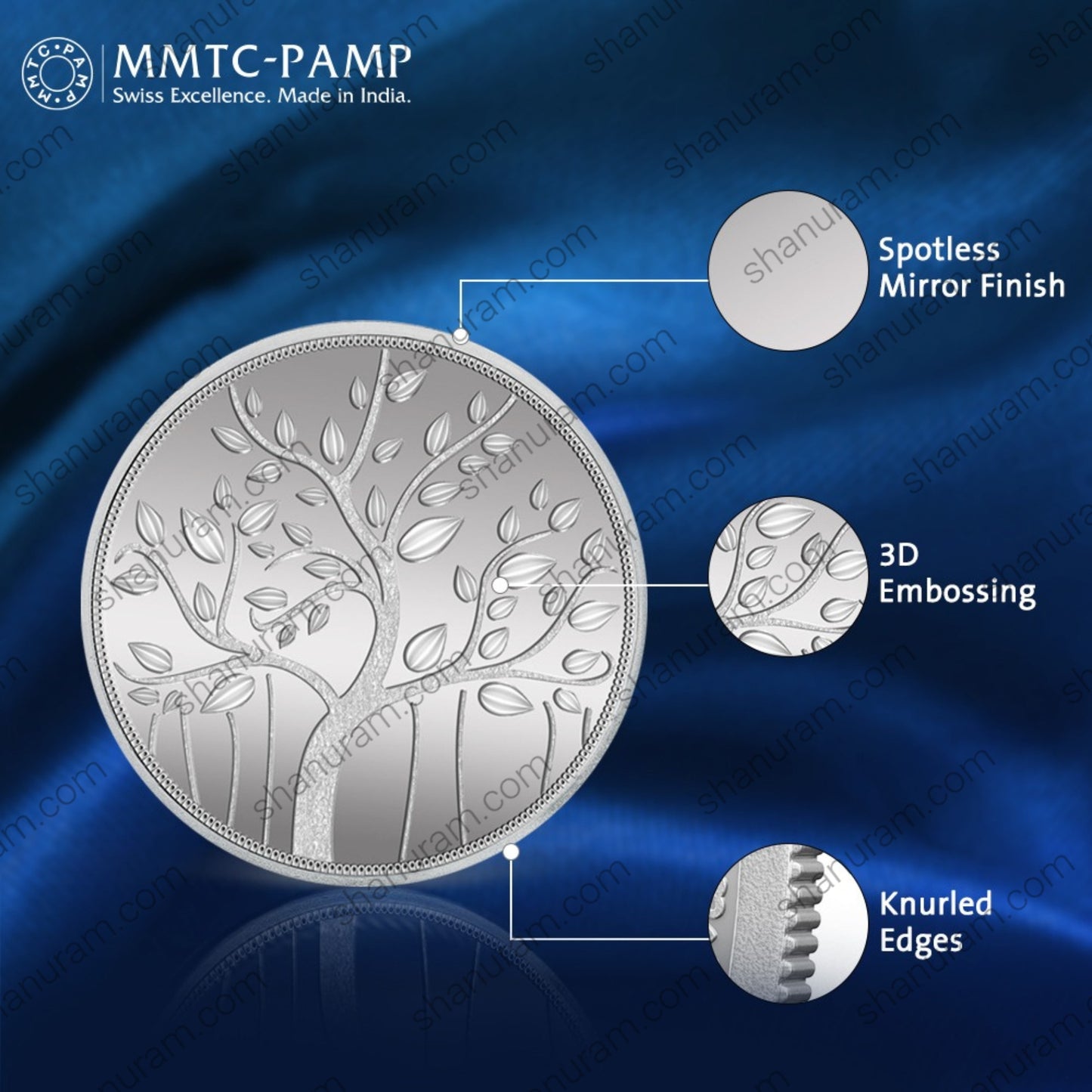 MMTC-PAMP 5 Gram 999.9 Pure Silver Coin – Tree of Life Design