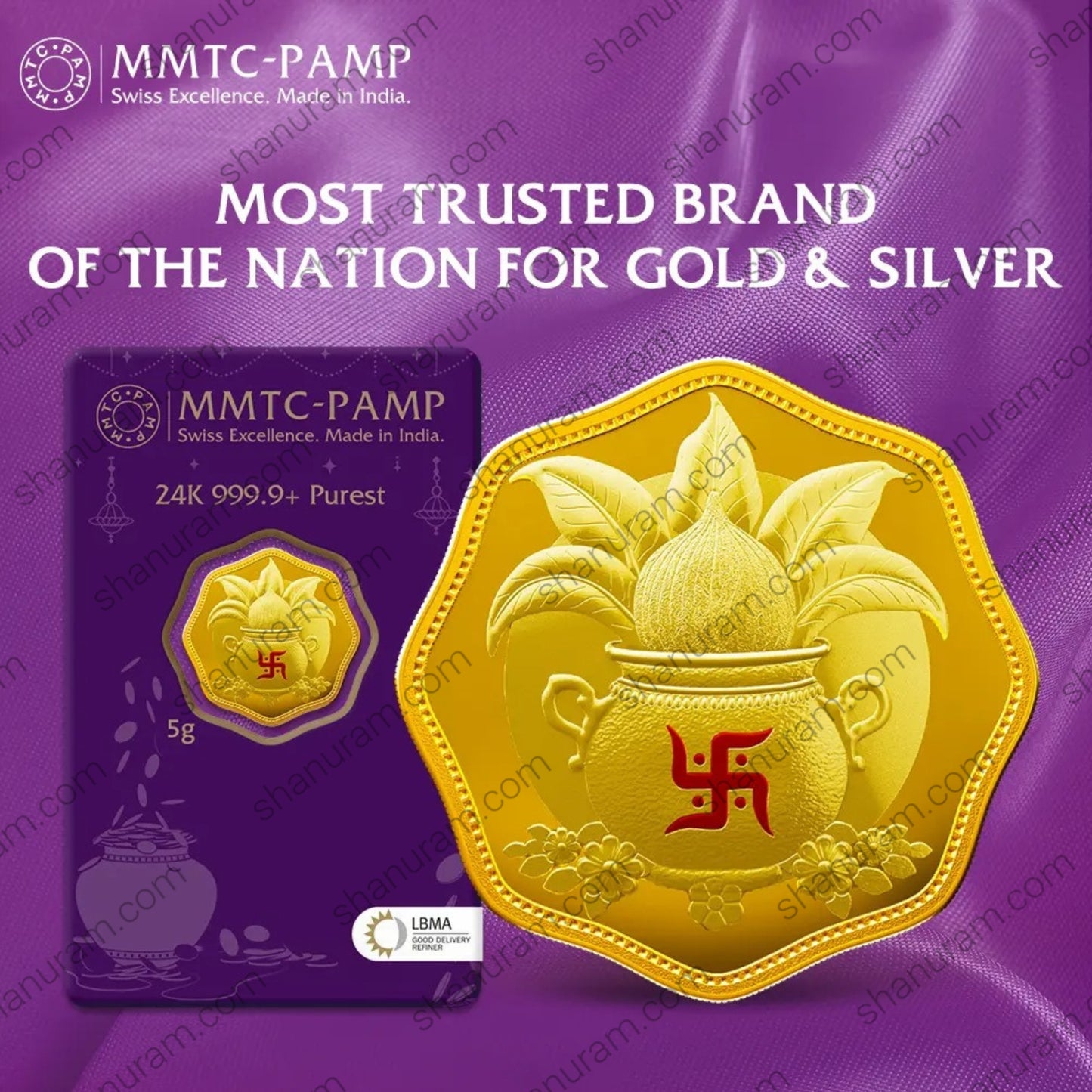 MMTC-PAMP 5g 24K 999.9 Pure Gold Coin – Auspicious Kalash Design
