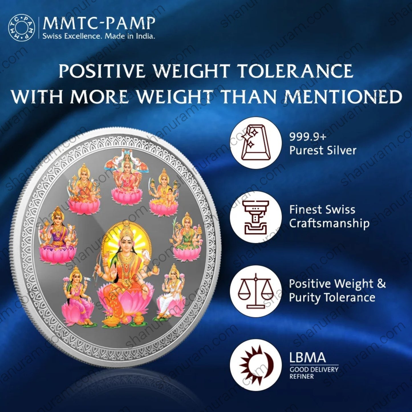 MMTC-PAMP 50 Gram 999.9+ Pure Silver Ashtalakshmi Coin