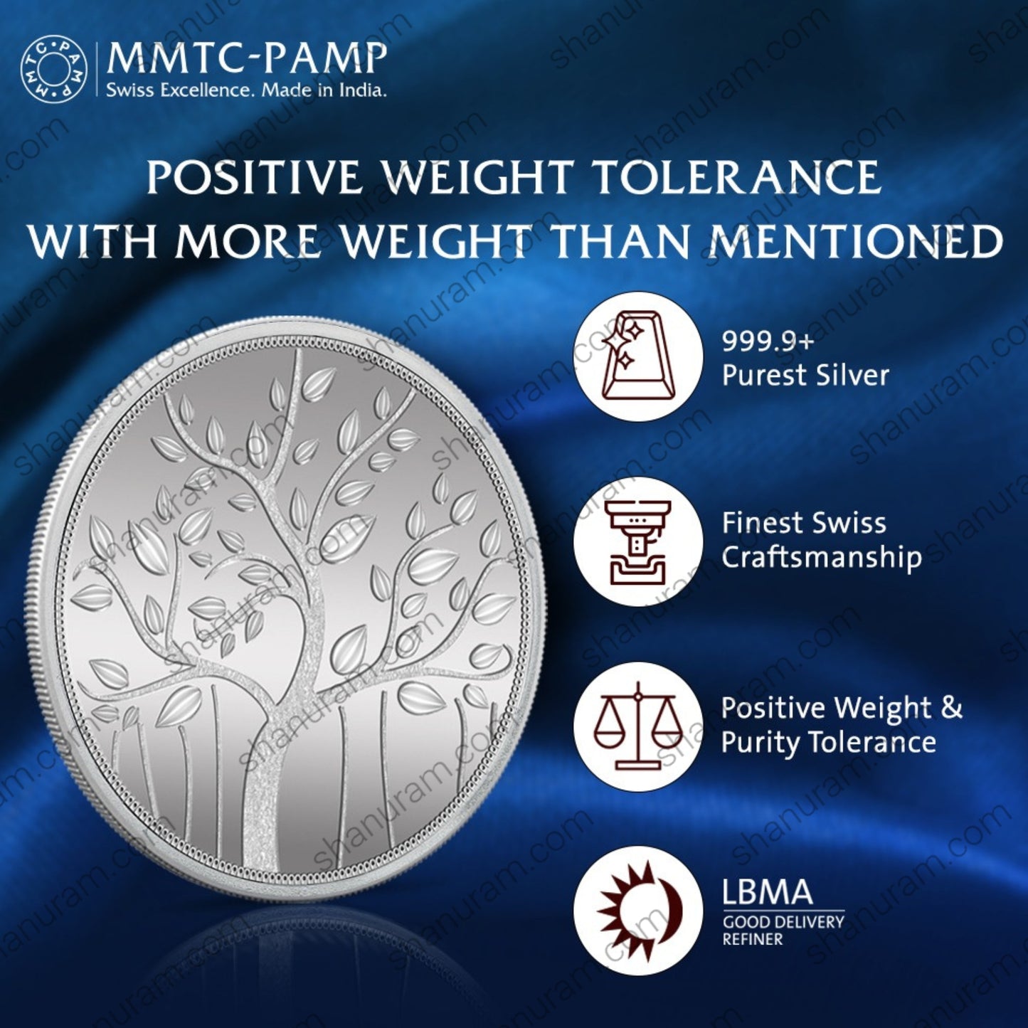 MMTC-PAMP 5 Gram 999.9 Pure Silver Coin – Tree of Life Design