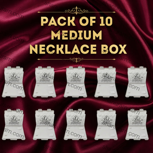 SCJ Medium Necklace Box –  (Pack of 10) Off-White Plastic Jewelry Storage with White Cloth Lining