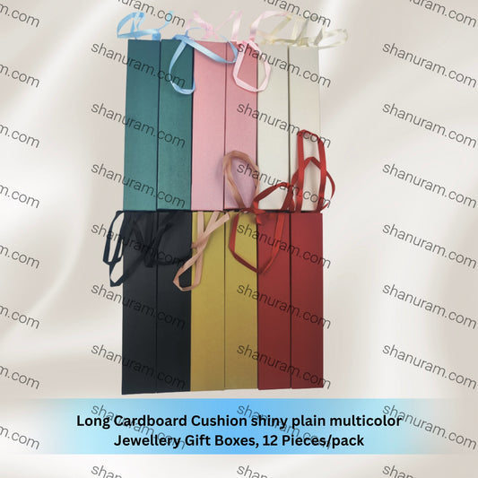 Long Cardboard Cushion shiny plain multicolor Jewellery Gift Boxes, 12 Pieces/pack
