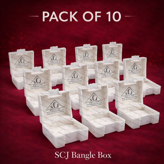 SCJ Bangle Box – Pack of 10 Off White Plastic Jewellery Boxes with White Cloth Lining