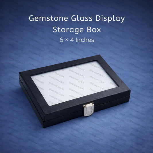 Gemstone Glass Display Storage Box 6×4 Inch – Rexine Glass Lid Gem Case