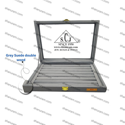 Grey Suede Fabric Ring Stock Display Box | Jewellery Stock Display Box | Ring Display Box