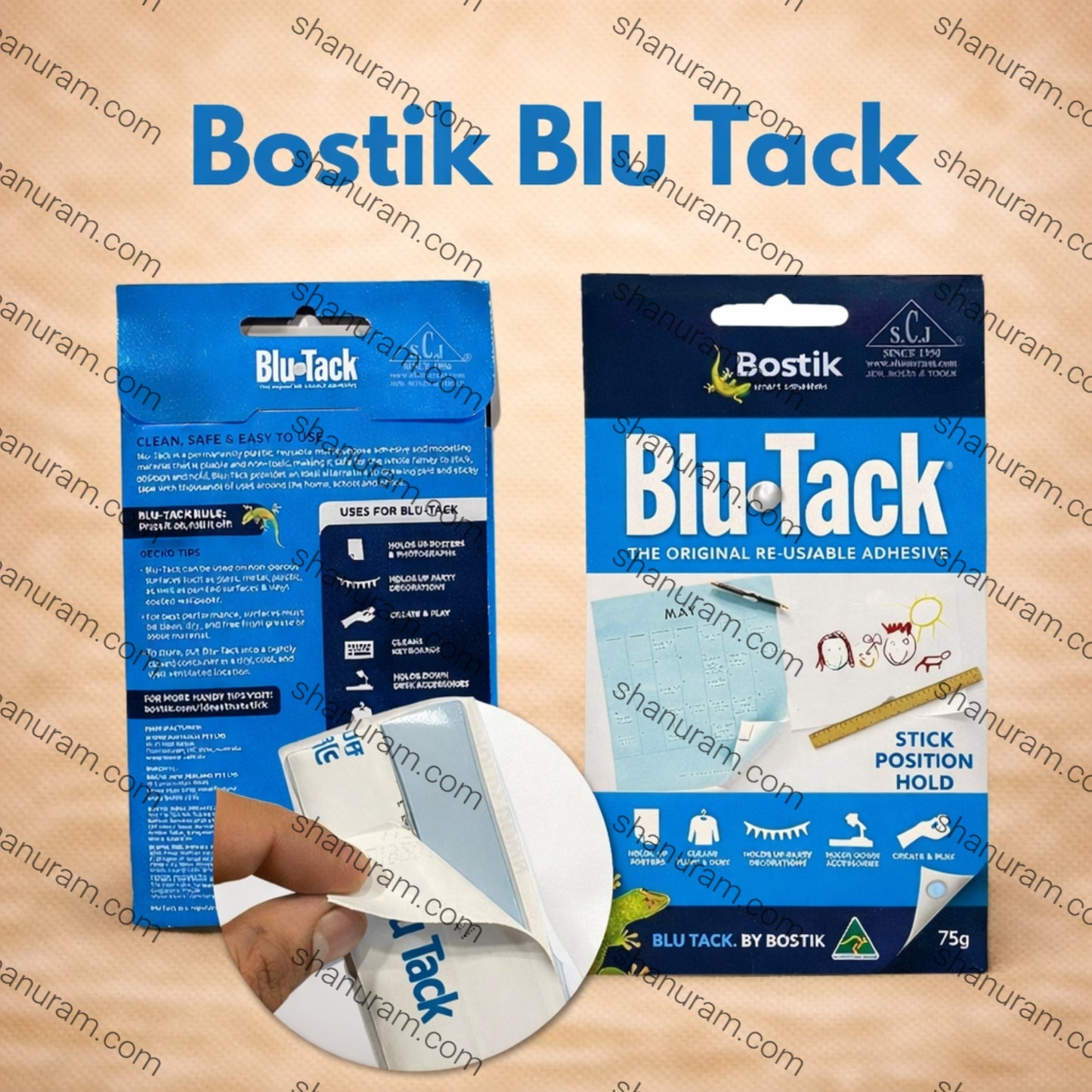 Bostik Blu Tack, Multipurpose Reusable Adhesive, Clean, Safe & Easy to use, Non Toxic, Handy